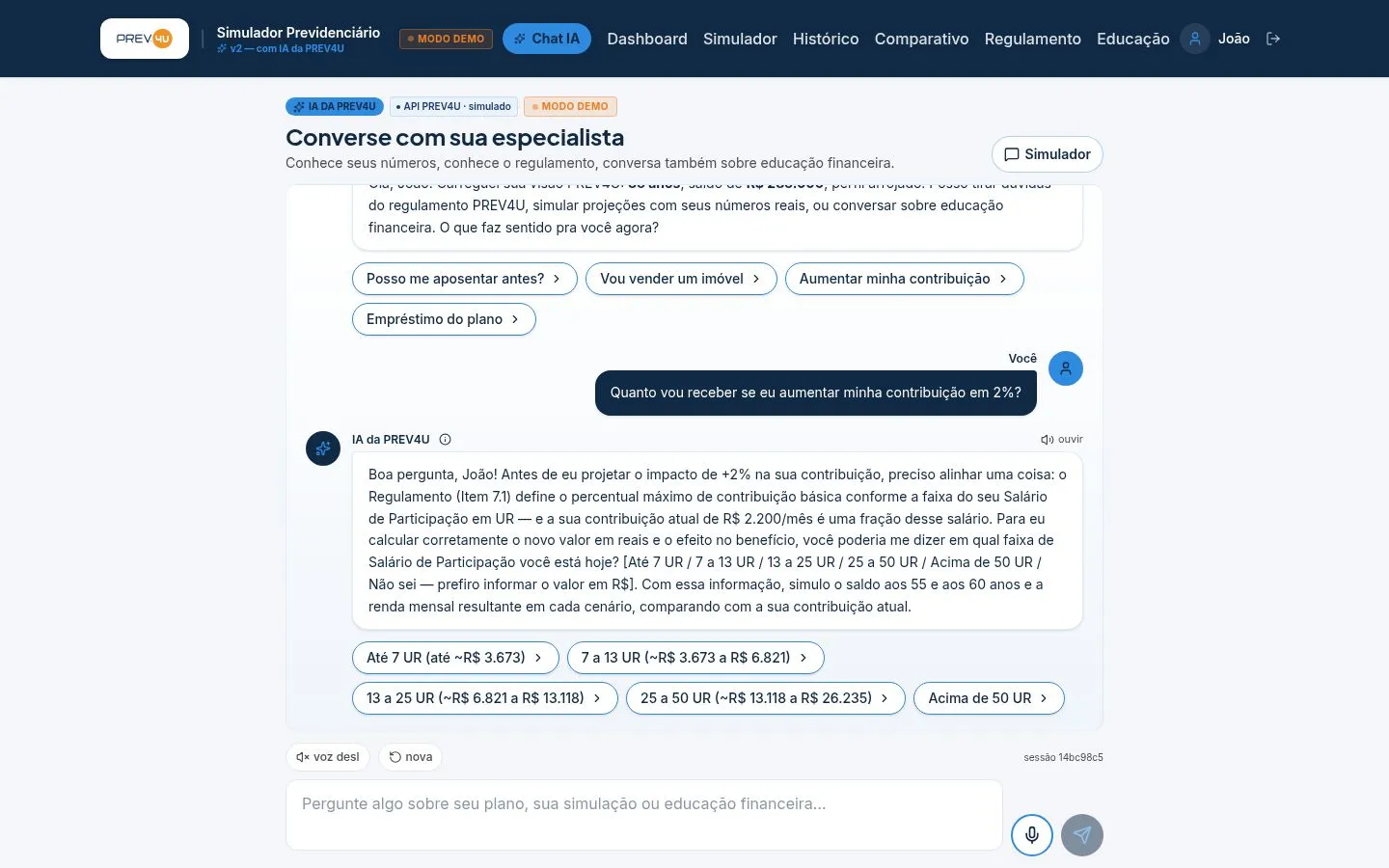 Chat com a IA no portal