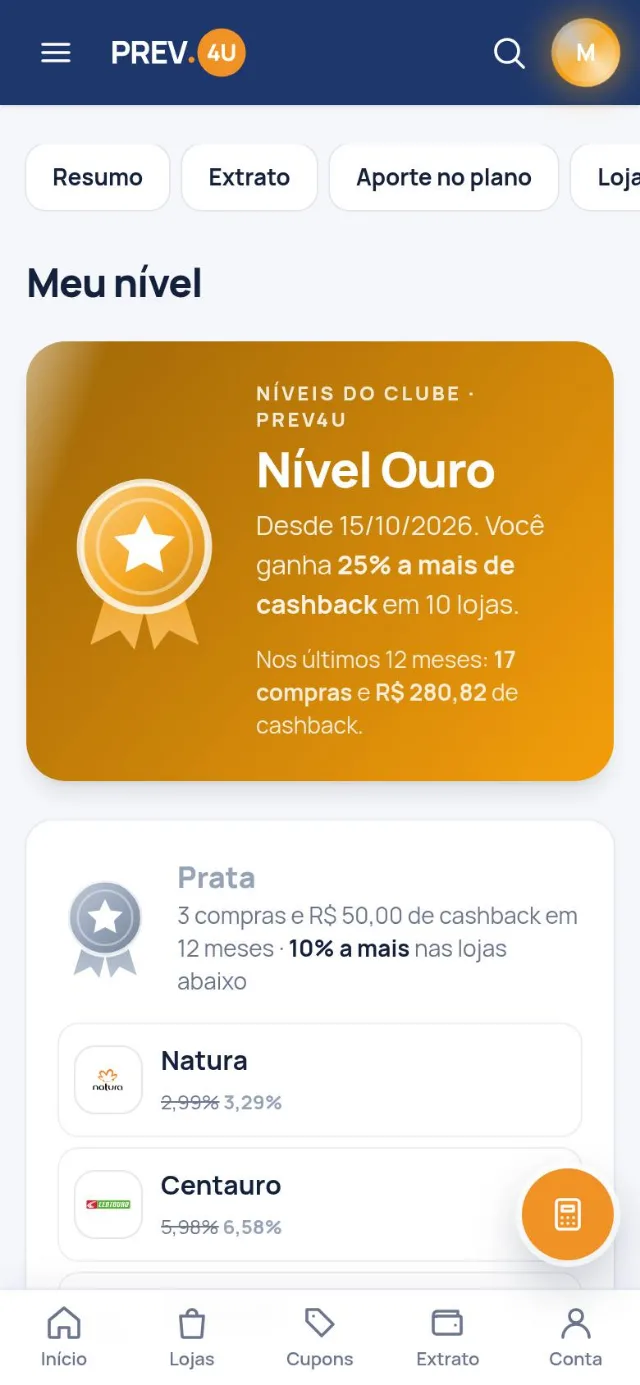 Níveis do clube